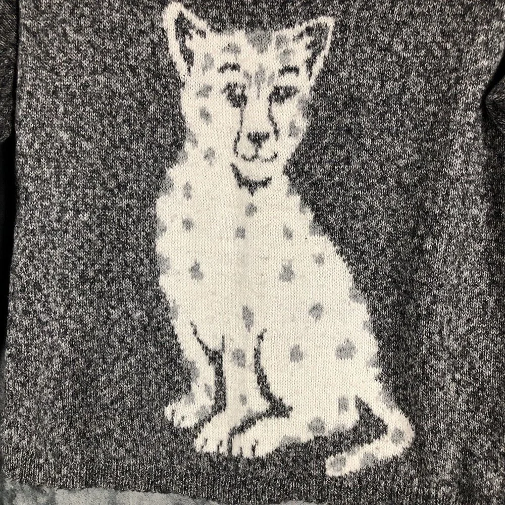 Hollister Woman’s Sweater Baby Leopard Grey Long Sleeve Pullover Size Medium - Picture 4 of 11